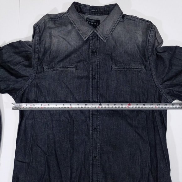 Guess Grey Faded-Design Full Button-Up Shirt - Picture 12 of 13